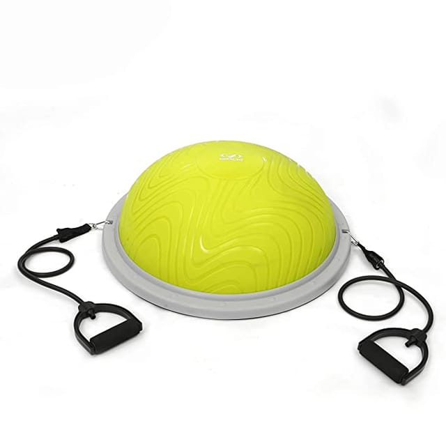 Cougar Half Balance Ball Balance ball with Resistance Bands Balance Trainer with Pump/ for Core Ab Training /Yoga Home Fitness/ Stability Workout/ Strength Exercise Physical Therapy & Gym/ Anti-Skid Surface