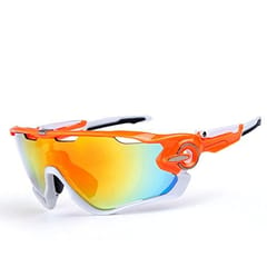 KD UV Protected Cycling Sports Sunglasses for Unisex, free size White-Orange