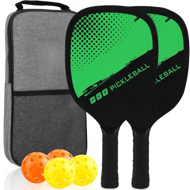 Kd Pickleball Paddles, Fiber Wood Surface Pickleball Paddles Set, 4 Pickleballs کے ساتھ 2 Paddles, Pickleball Bag, Pickleball Paddles for Men and Women, مختلف رنگ